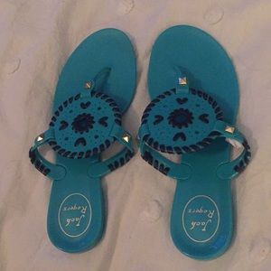 Jack Rogers Georgica Aqua and Black Sandals!